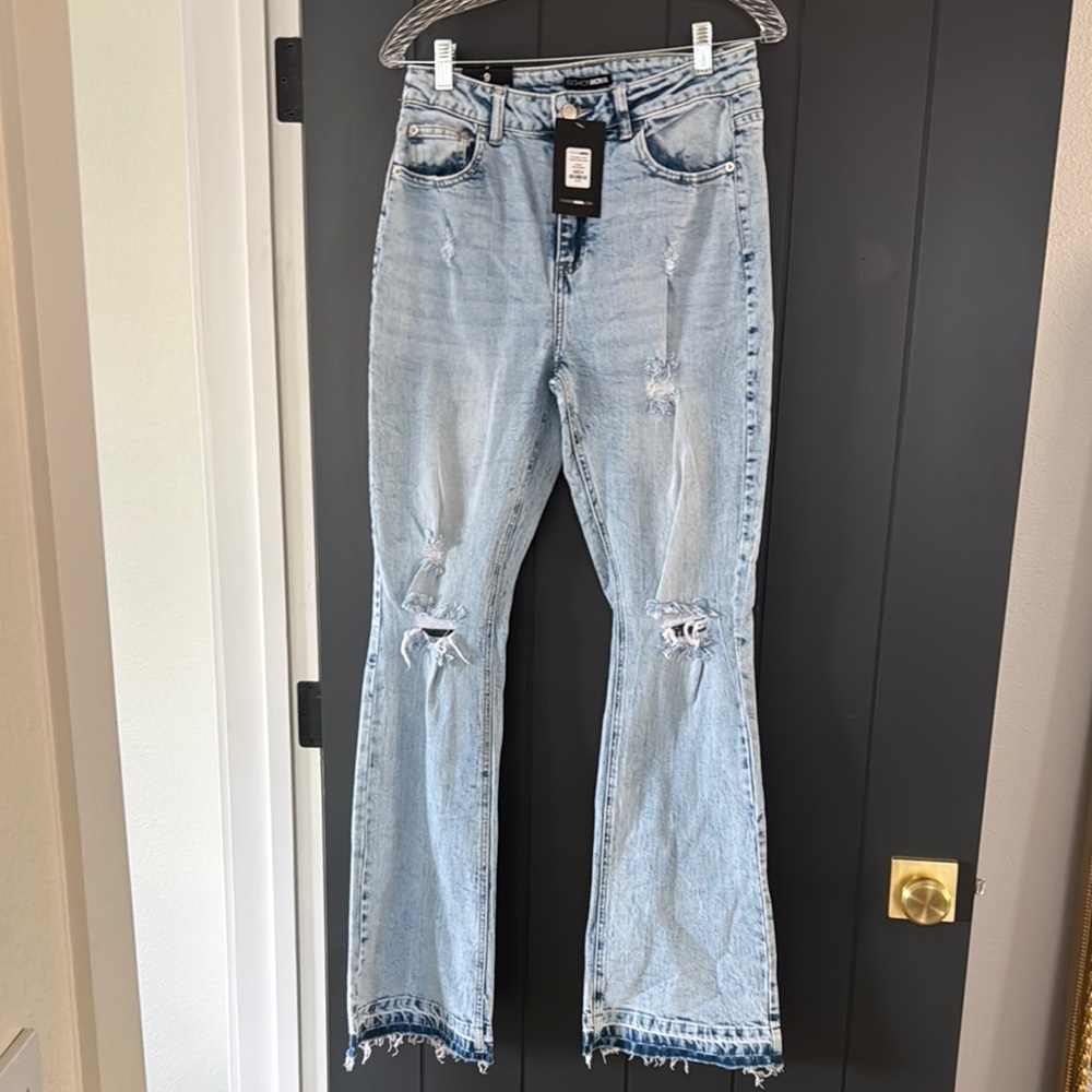 Fashion Nova Blue Flare Wide Leg Jeans